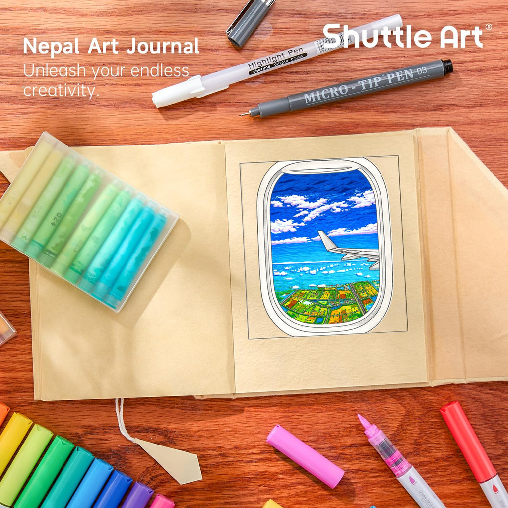 Shuttle Art 96 Colors Dual Tone Refillable Acrylic Markers with 100 Refills