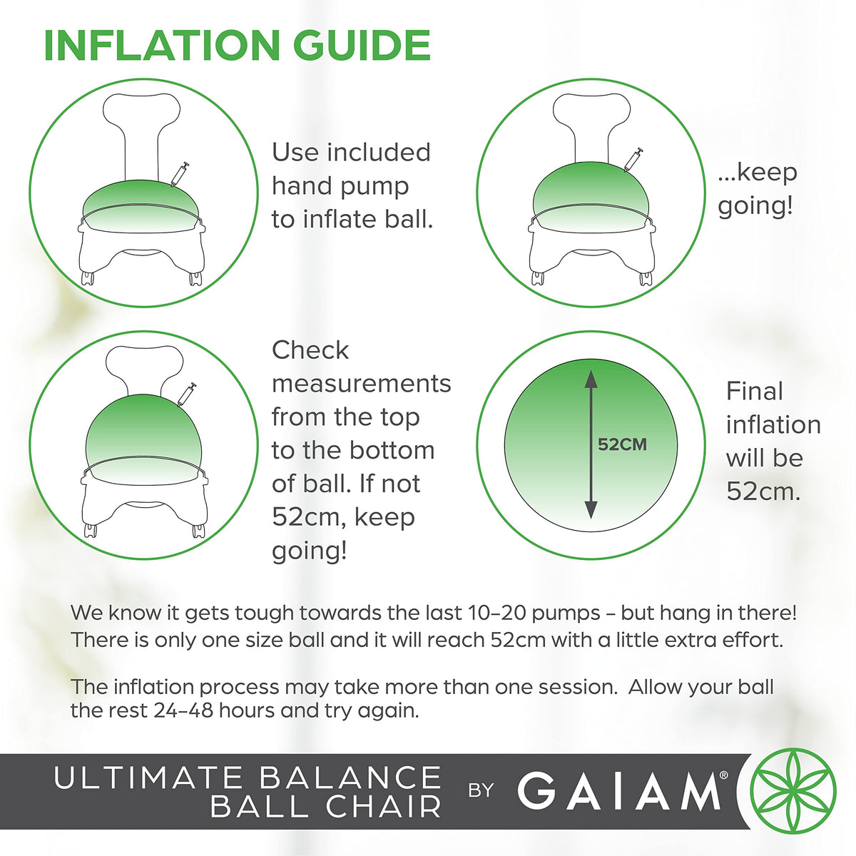 Gaiam Classic Balance Ball Chair – Ergonomic Stability Chair for Desk & Office | Yoga Ball Seat with Base, Air Pump, & Exercise Guide | Improves Posture & Core Strength (300 lb Capacity)