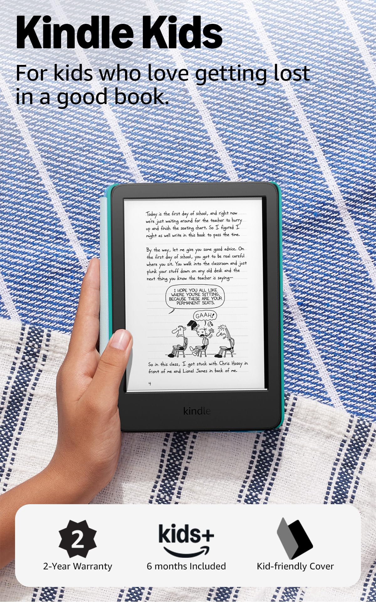 Amazon Kindle Kids 16GB (2024 model) - If it breaks, we will replace it, includes ad-free books and cover, with glare-free display, fast page turns - Space Whale