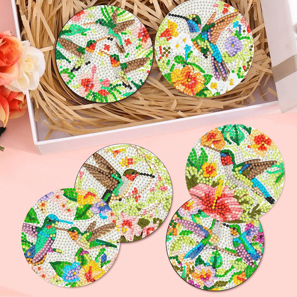 Puraikcmi 8PCs Diamond Paintings Coasters Kits Set, Funny Cat Diamond Art Coasters with Holder, DIY Crafts Diamond Art Kits Adult Craft Diamond Dots Gift