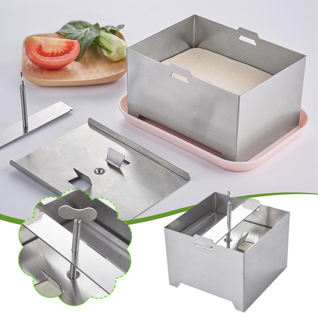 Stainless Steel Paneer Press with Adjustable Pressure and Drip Tray fo