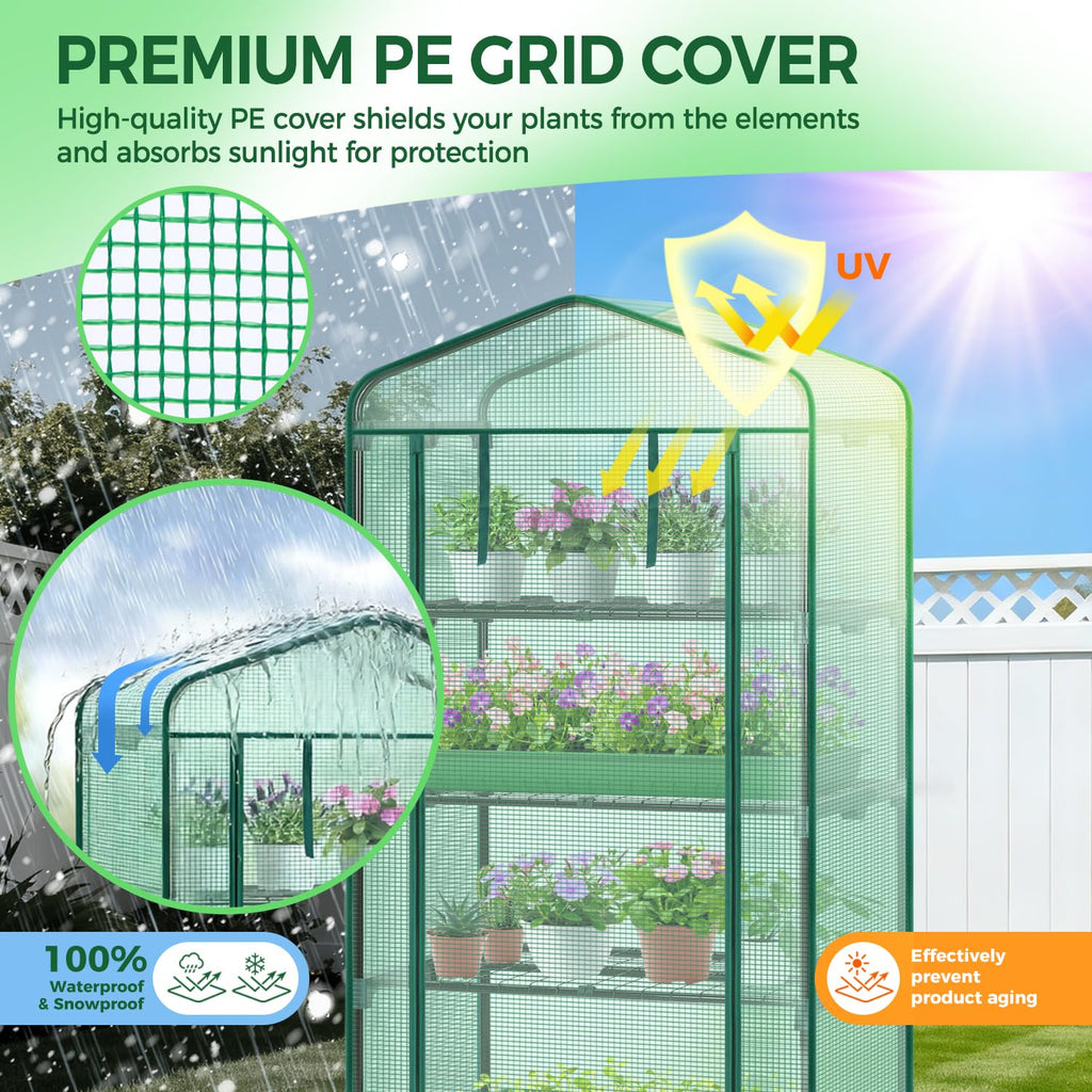 Ohuhu Portable Greenhouse with 4 Shelves (Mini & Large Sizes)