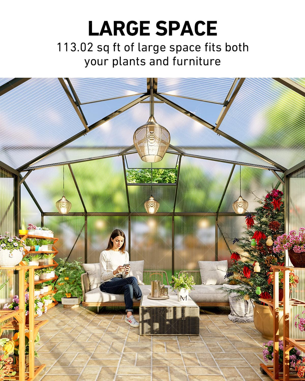 Windproof Tunnel Greenhouse with Thermometer (Multiple Sizes)