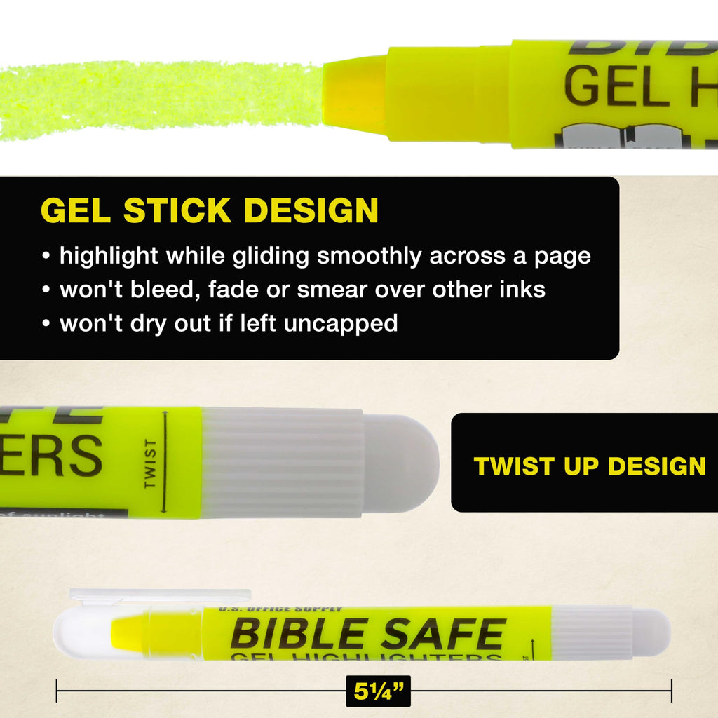 U.S. Office Supply Bible Safe Highlighter, Set of 6 Assorted Colors