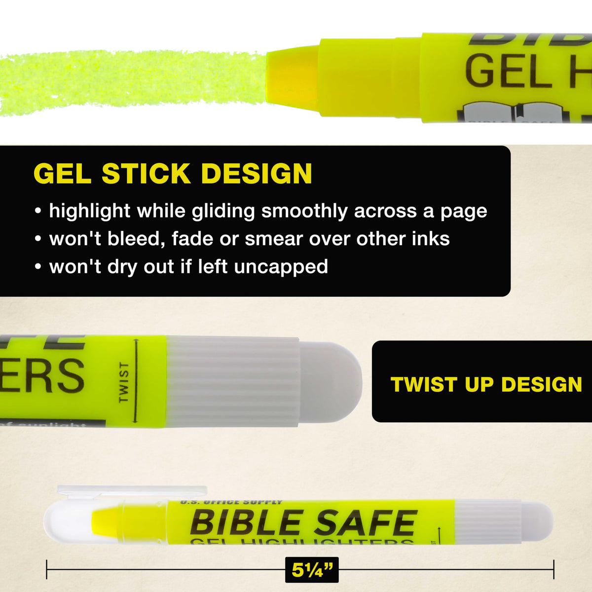 U.S. Office Supply Bible Safe Highlighter, Set of 6 Assorted Colors