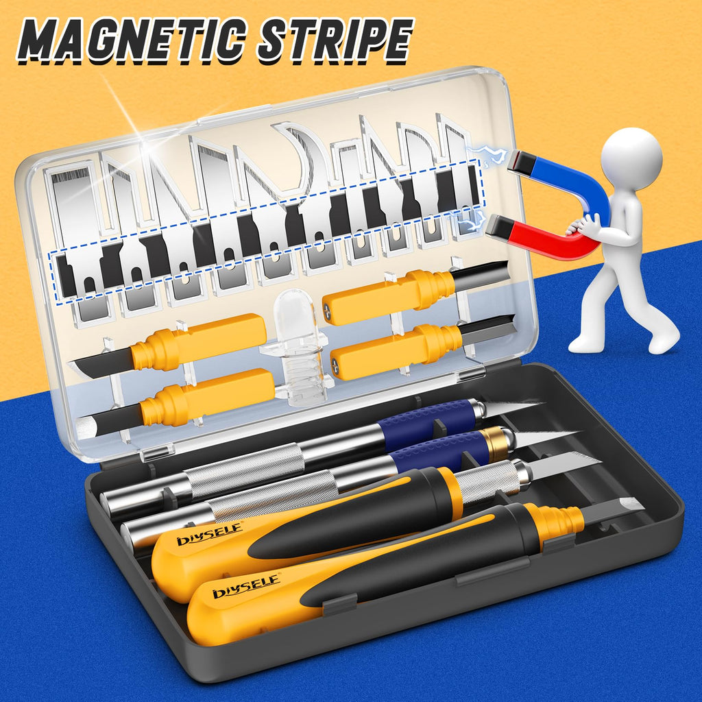 DIYSELF 16-Piece Precision Craft Knife & Hobby Knife Kit with Magnetic Storage Case