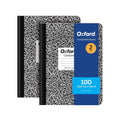 Oxford Composition Notebooks, 9-3/4 x 7-1/2 Inch School Journals, Wide Ruled Paper, Black Marble Covers, 100 Sheets per Book, 2 Pack (1002516)