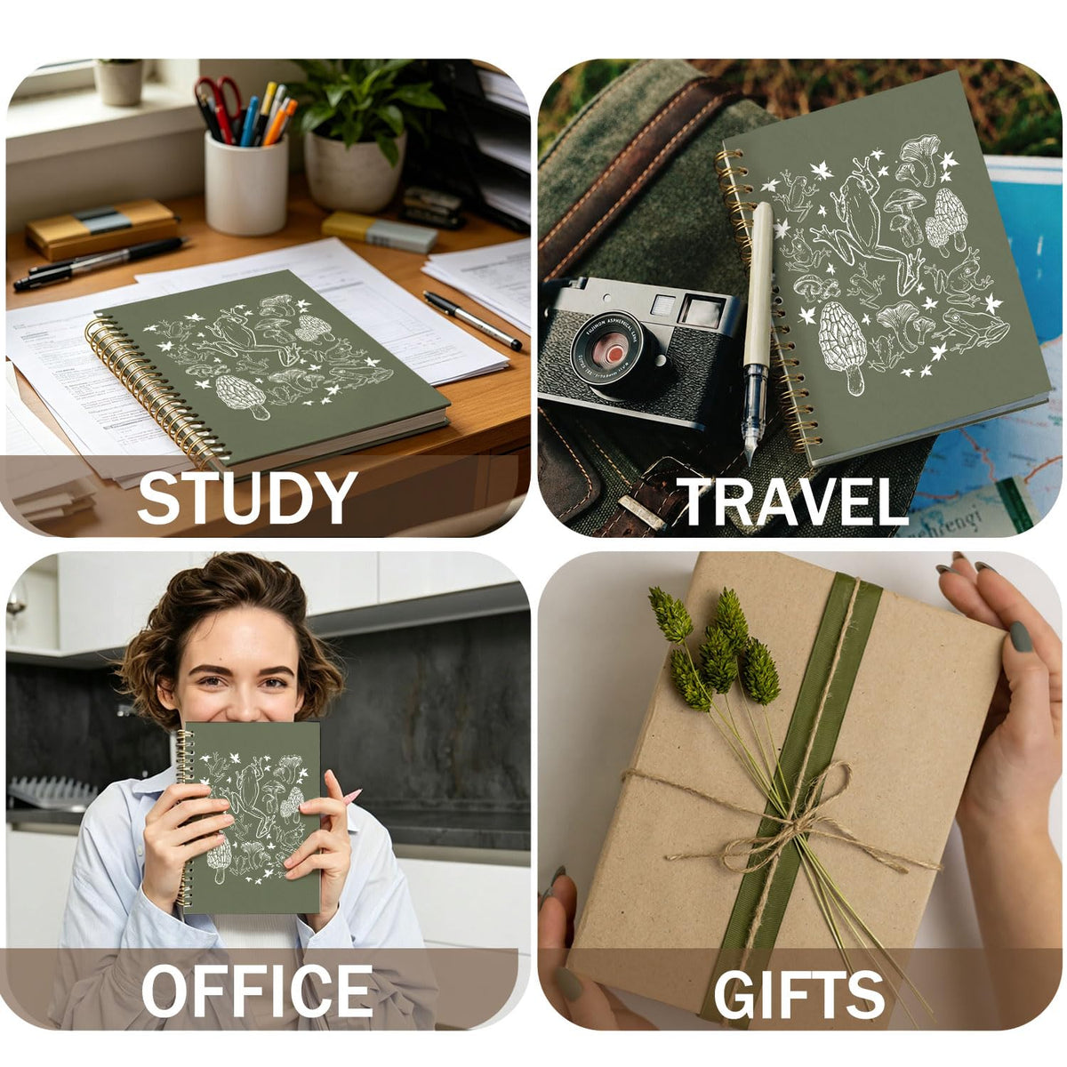 Frog Notebook, Frog Office Supplies, Cute Spiral Journal for Teens