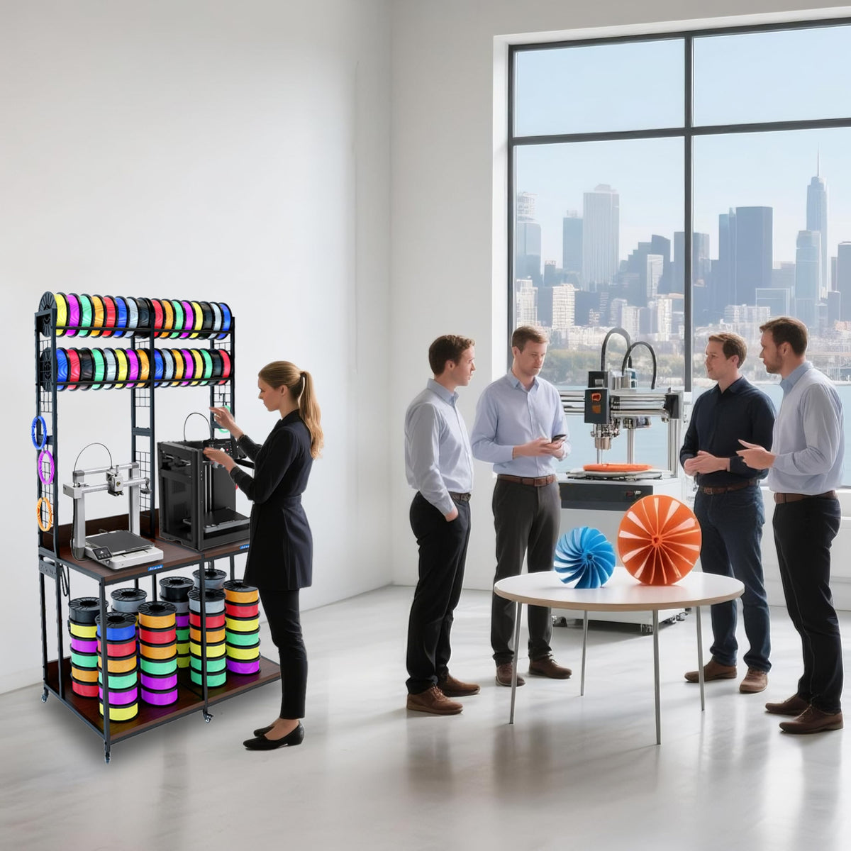 3D Printer Stand with Double Layer 3D Printer Filament Storage Rack, TR22 Heavy Duty Mobile Printer Table with Wheels for Studio Office Storage and Organization