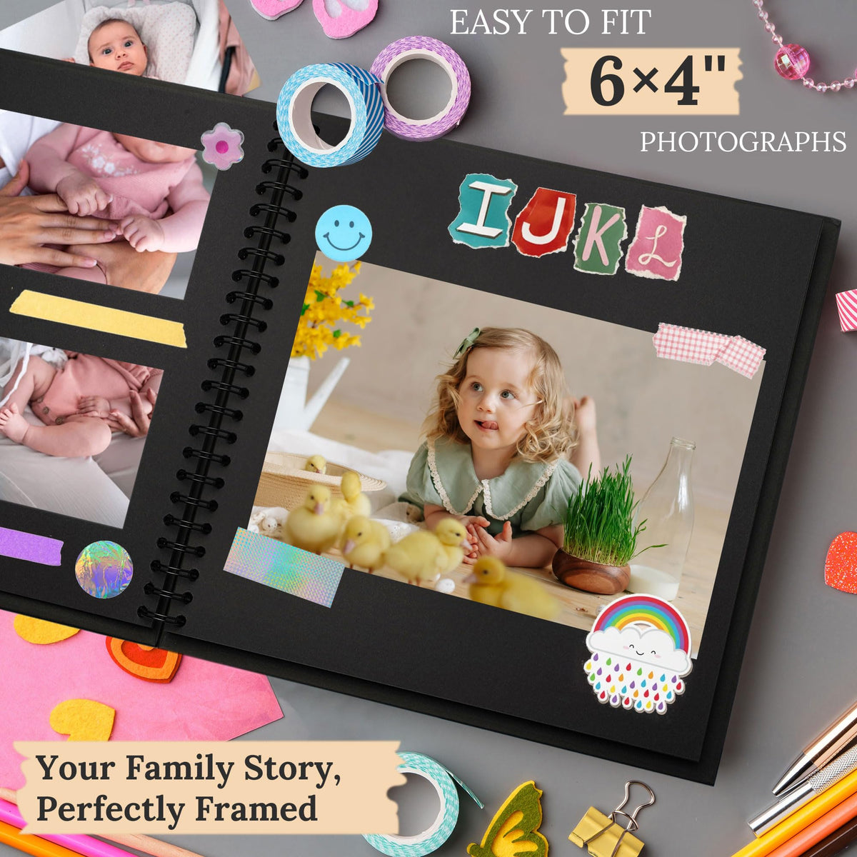 Polaroid Scrapbook Photo Album 7"x7" 20 Sheets 40 Pages Kraft Paper Khaki
