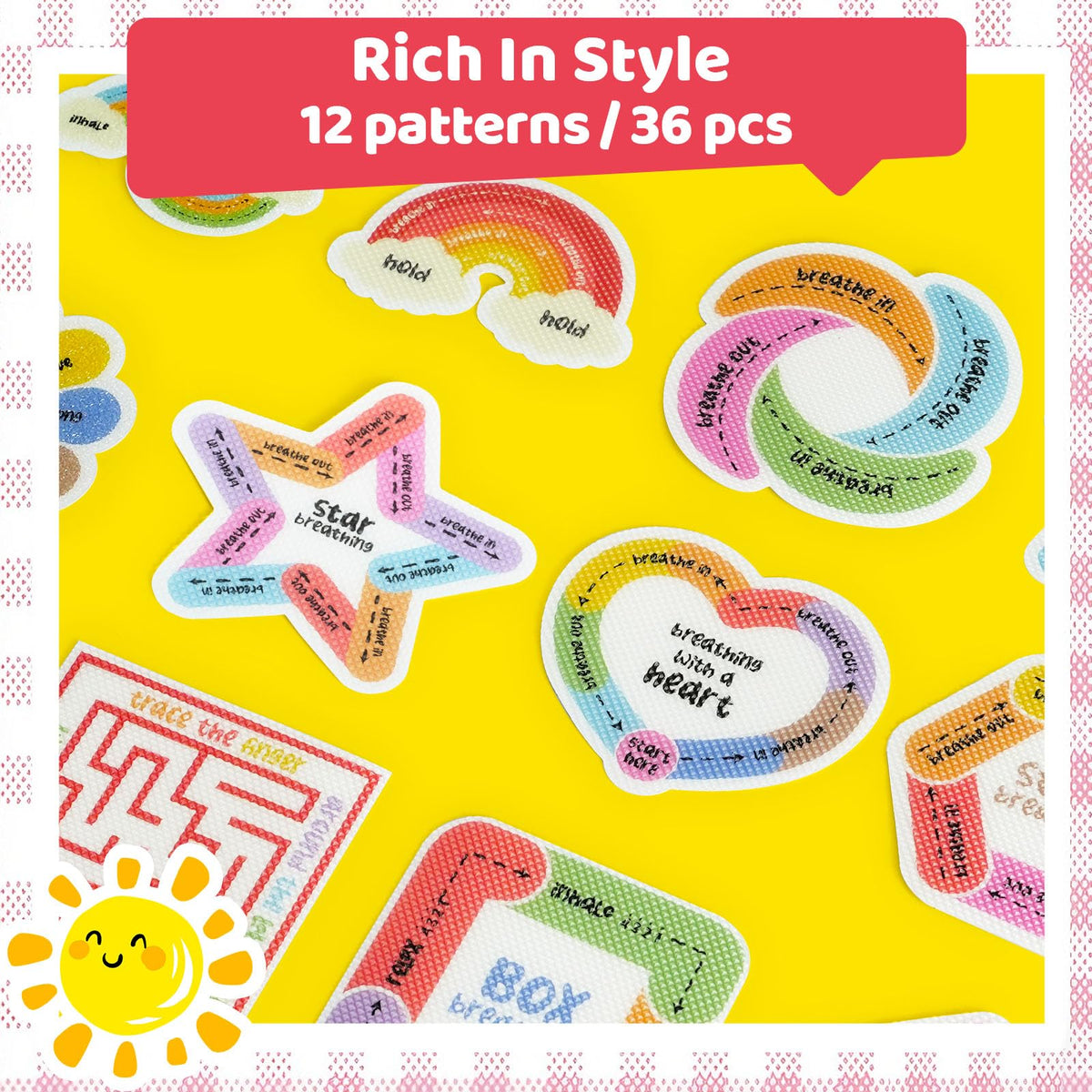 36 PCS Calm Strips for Anxiety Sensory Stickers - Fidget Stickers with Rough Texture - Adhesive Tactile Sensory Strips Anxiety Relief Items for Students, Adults