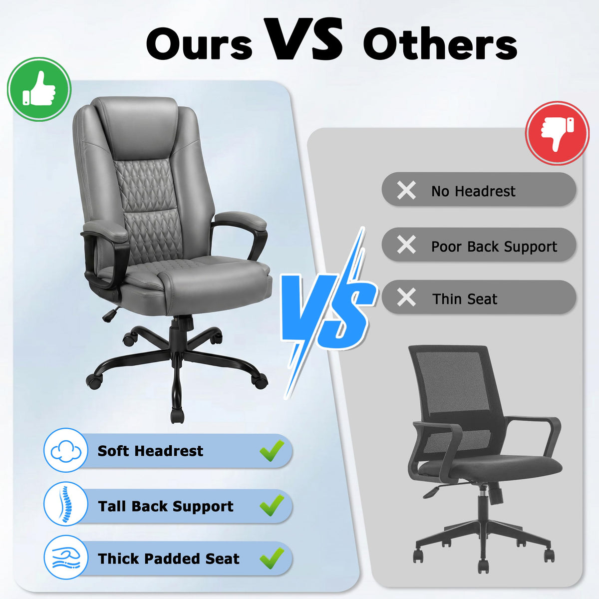 Office Chair, High Back Ergonomic Home Office Desk Chairs with Lumbar Support, Adjustable Big and Tall Computer Chair, 360° Swivel, PU Leather, Brown