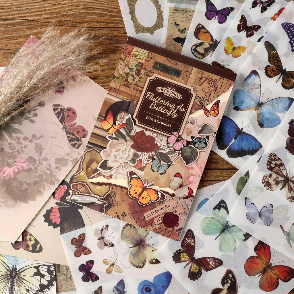Scrapbook Stickers - 300 Pre-Cut Washi Stickers & 20 Scrapbook Papers for Travel Journaling