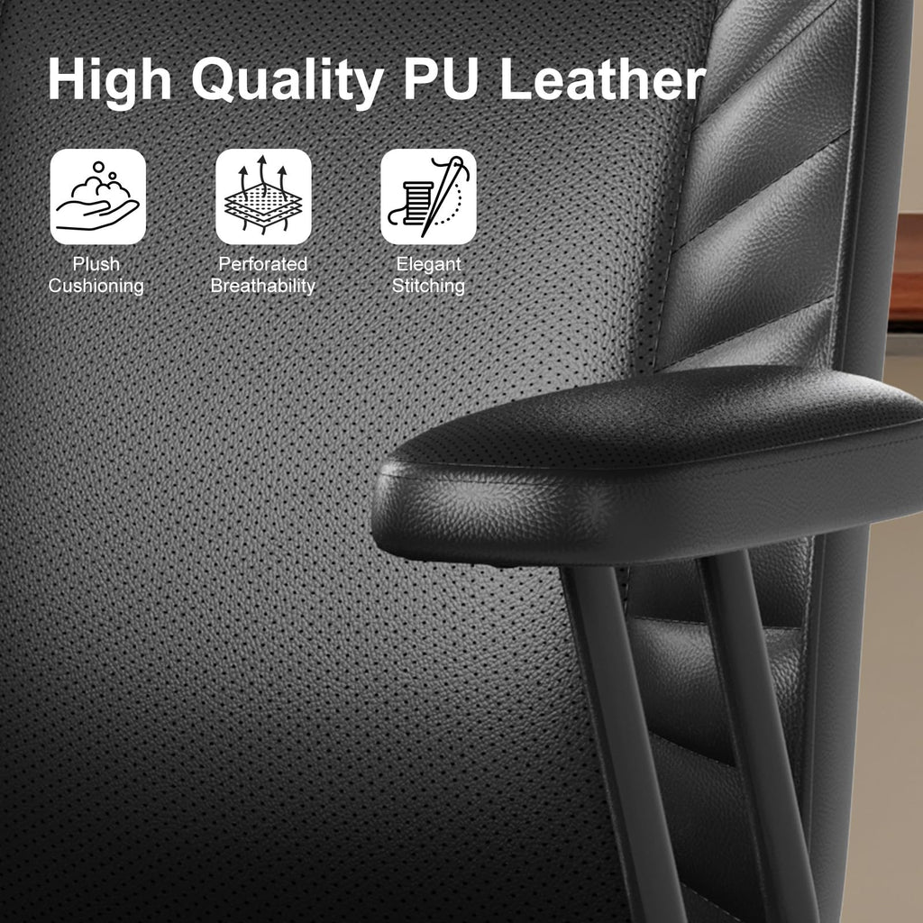 BFZ Leather Home Office Desk Chair with Lumbar Support, Brown