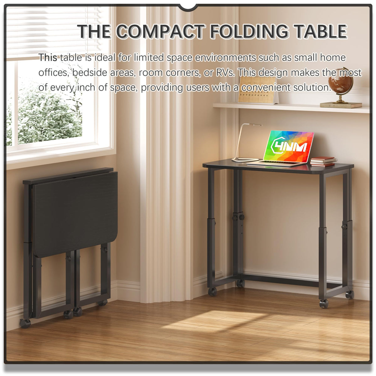 4NM 27.5-Inch Folding Student Desk with Wheels
