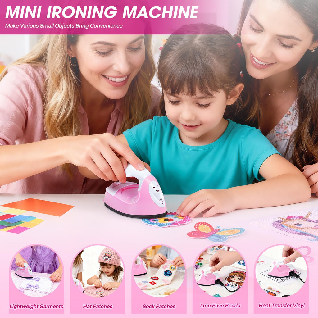 Mini Heat Press Portable Craft Iron For Fuse Beads, Black