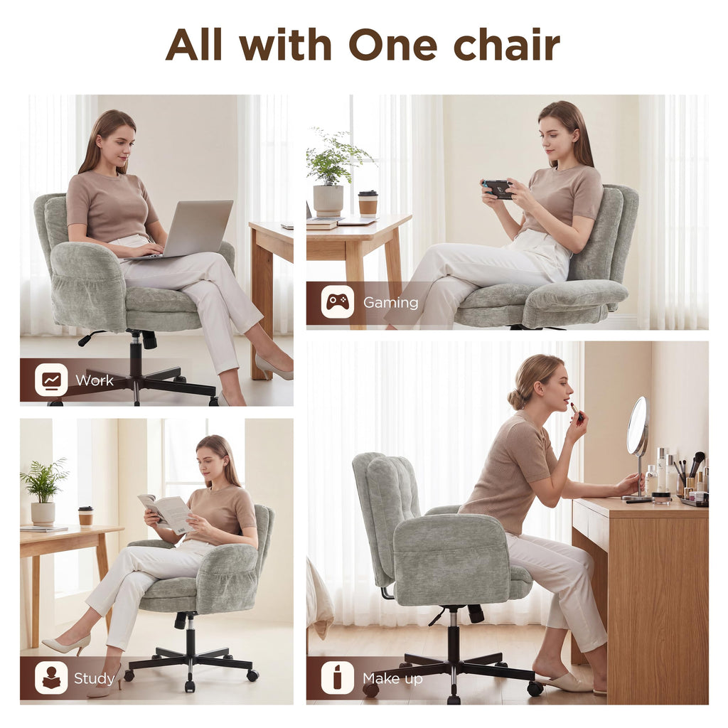 FiveWillowise Low-Back Cross-Legged Desk Chair (Multiple Colors)