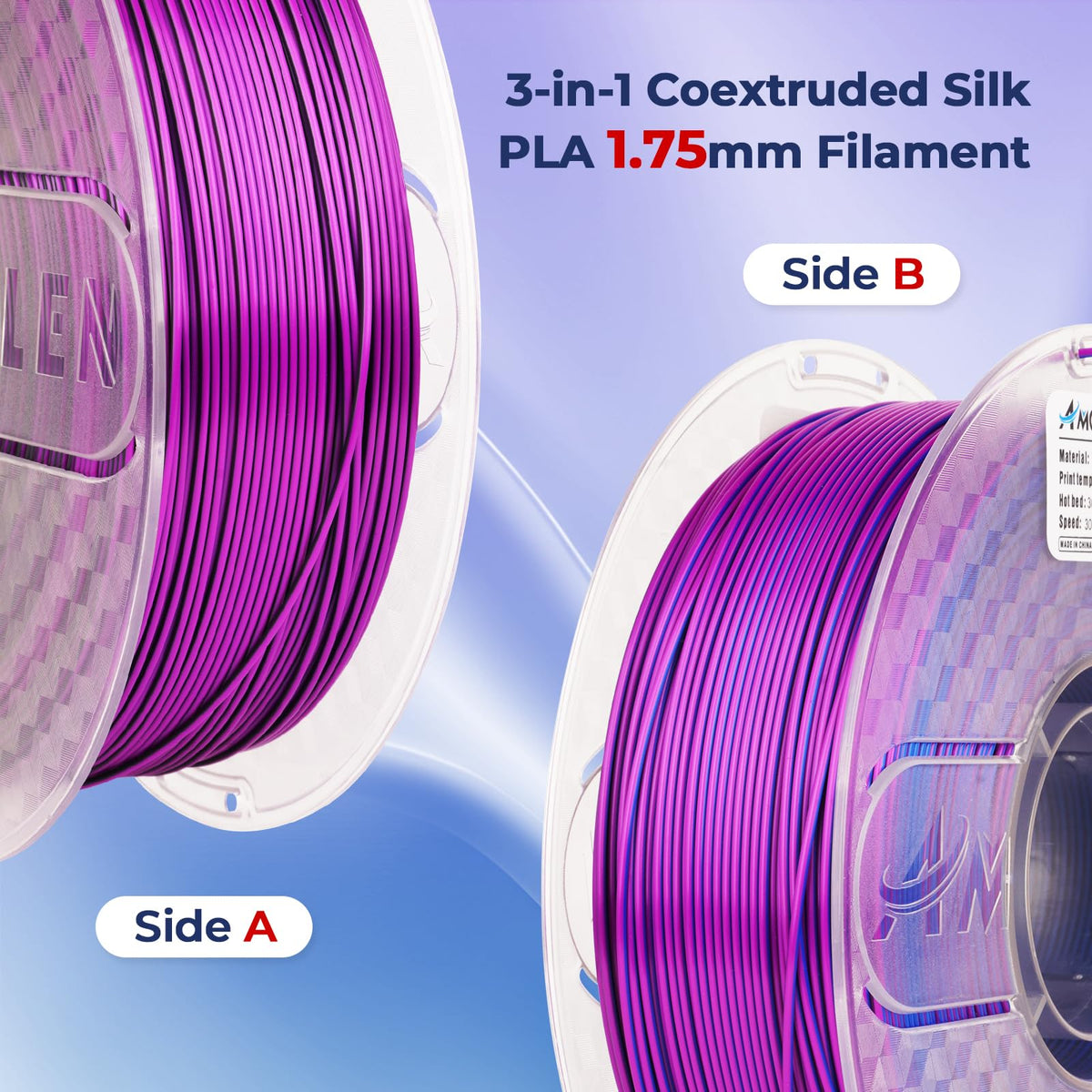 AMOLEN 3D PLA Printer Filament, 1.75mm Glow in The Dark Shiny Firefly Blue PLA Filament for 3D Printing, Best with UV Lamps, 1kg Spool (2.2lbs), Dimensional Accuracy +/- 0.02 mm, Fit Most 3D Printers