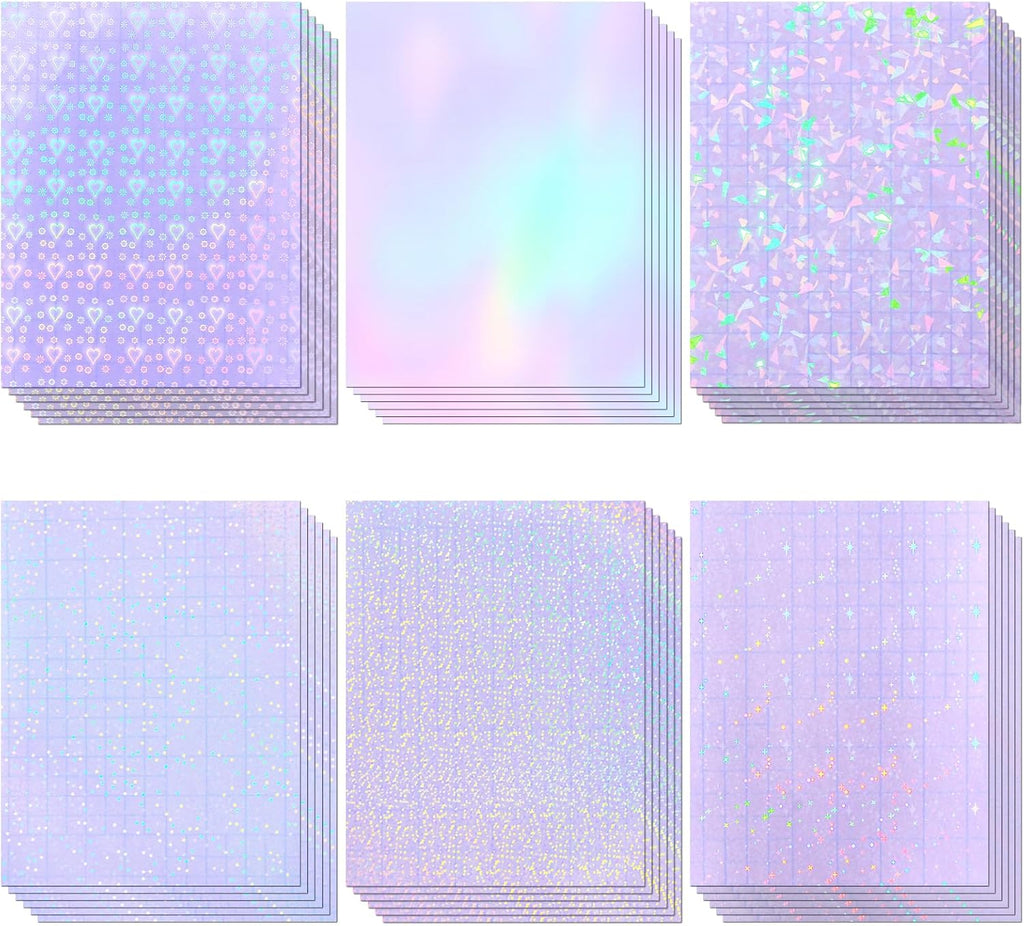 36 Sheets Holographic Laminating Sheets Clear Self Adhesive Sticker Paper