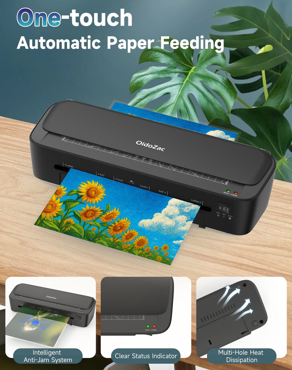 OidoZac: 9" 11-in-1 Laminator with Never-Jam Technology & 36 Sheets