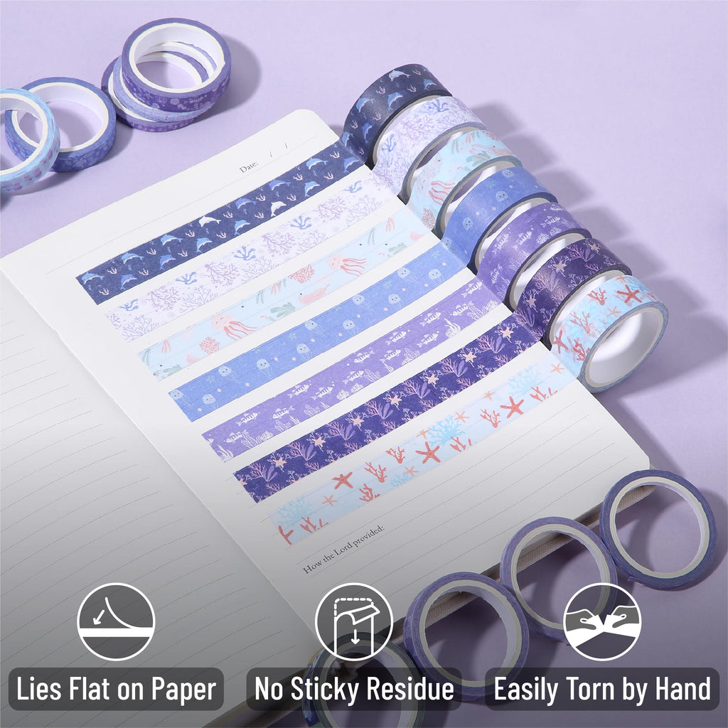 Mr. Pen- Washi Tape Set, 21 Rolls, Assorted Sizes, Floral