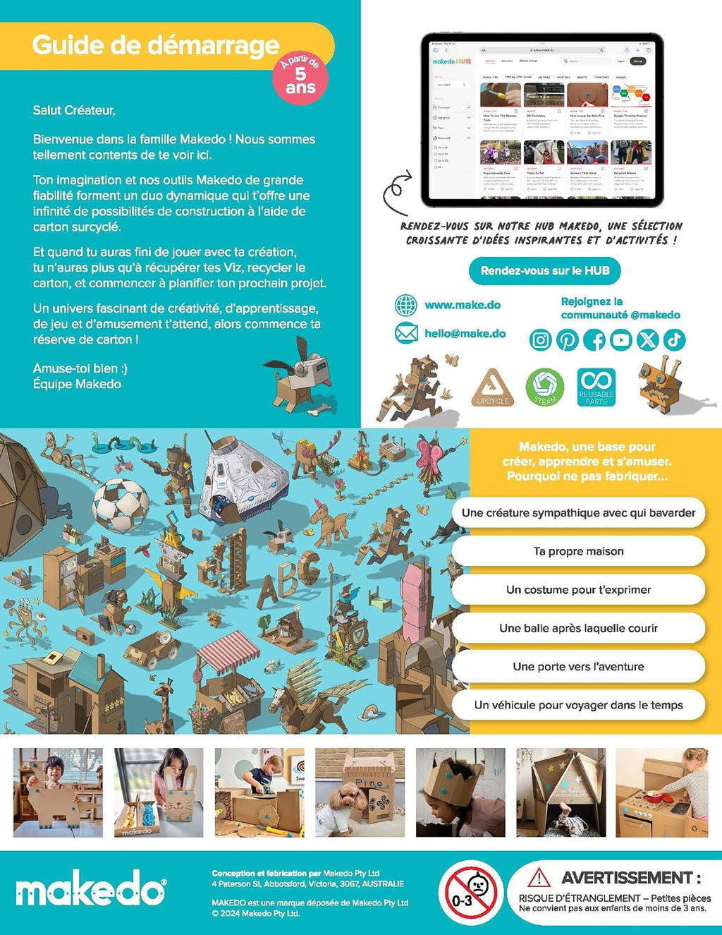 Makedo Starter | Cardboard Construction Starter Pack, 36 Pieces, Age 4+