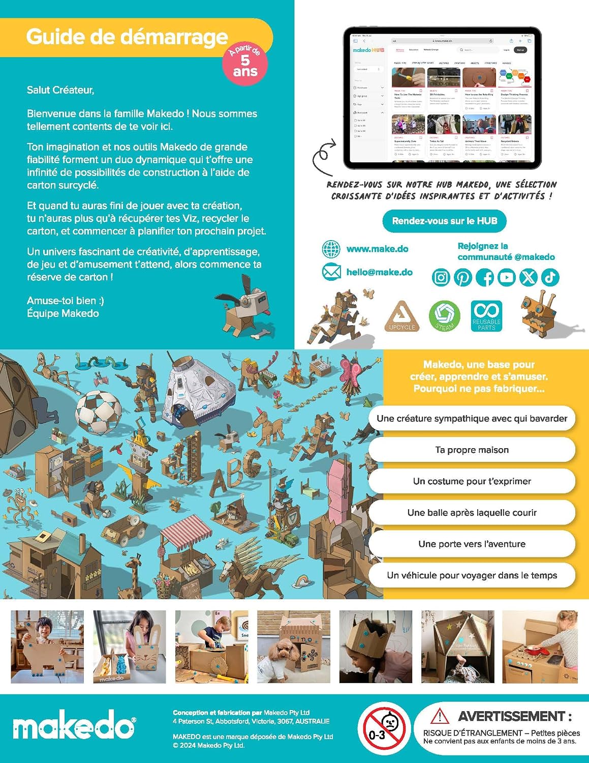 Makedo Starter | Cardboard Construction Starter Pack, 36 Pieces, Age 4+