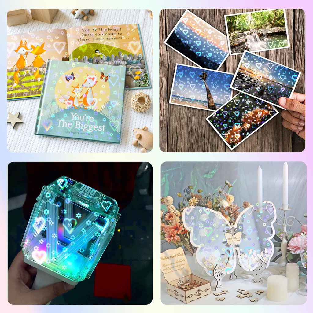36 Sheets Holographic Laminating Sheets Clear Self Adhesive Sticker Paper