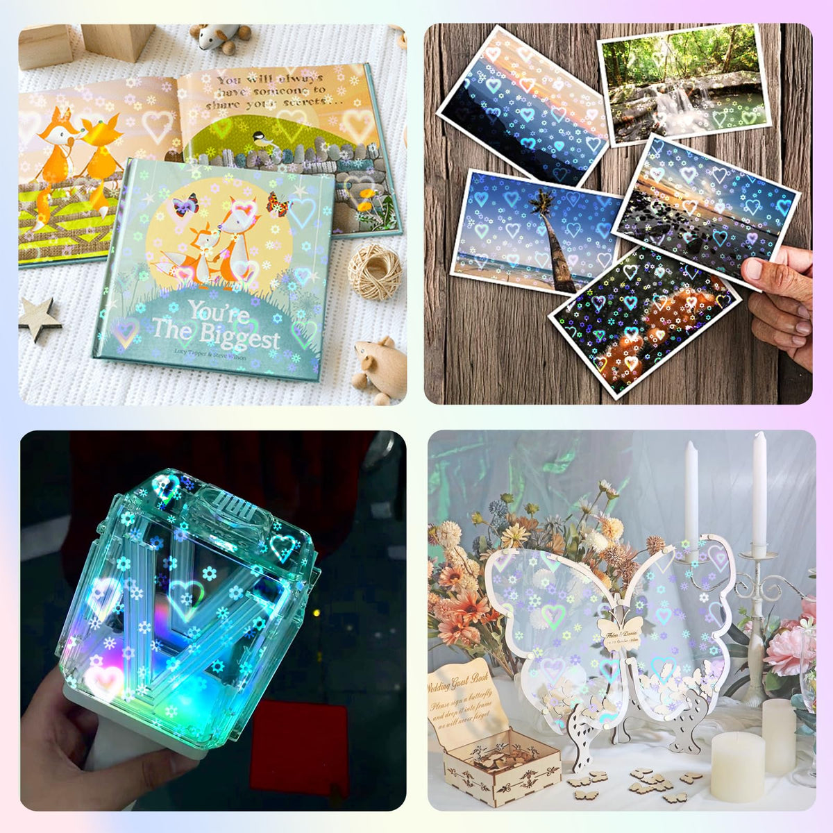 36 Sheets Holographic Laminating Sheets Clear Self Adhesive Sticker Paper