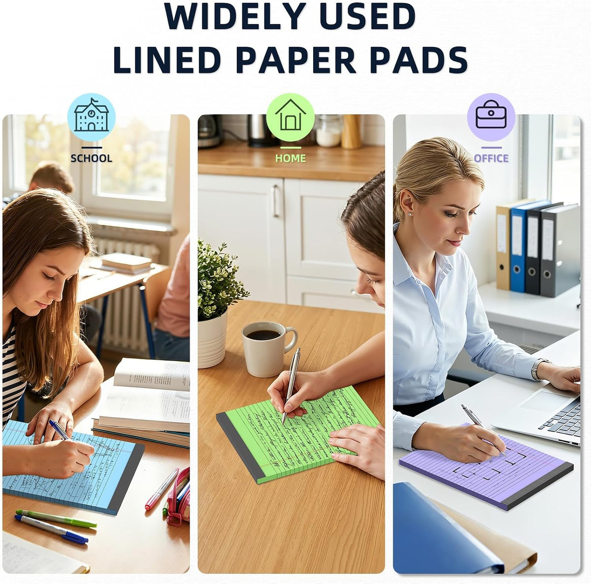 Colored Legal Pads 8.5 x 11, 3 Pack Notepads 8.5 x 11 Wide Ruled Note Pads