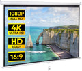 80 Inch Projection Screen, Outdoor Indoor 16:9 HD Foldable Manual Pull Down Projector Screen for Movie Home Backyard Theater Cinema Office Video Game, White