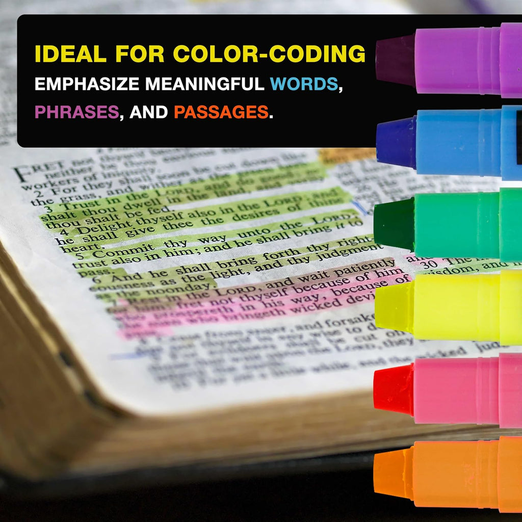 U.S. Office Supply Bible Safe Highlighter, Set of 6 Assorted Colors