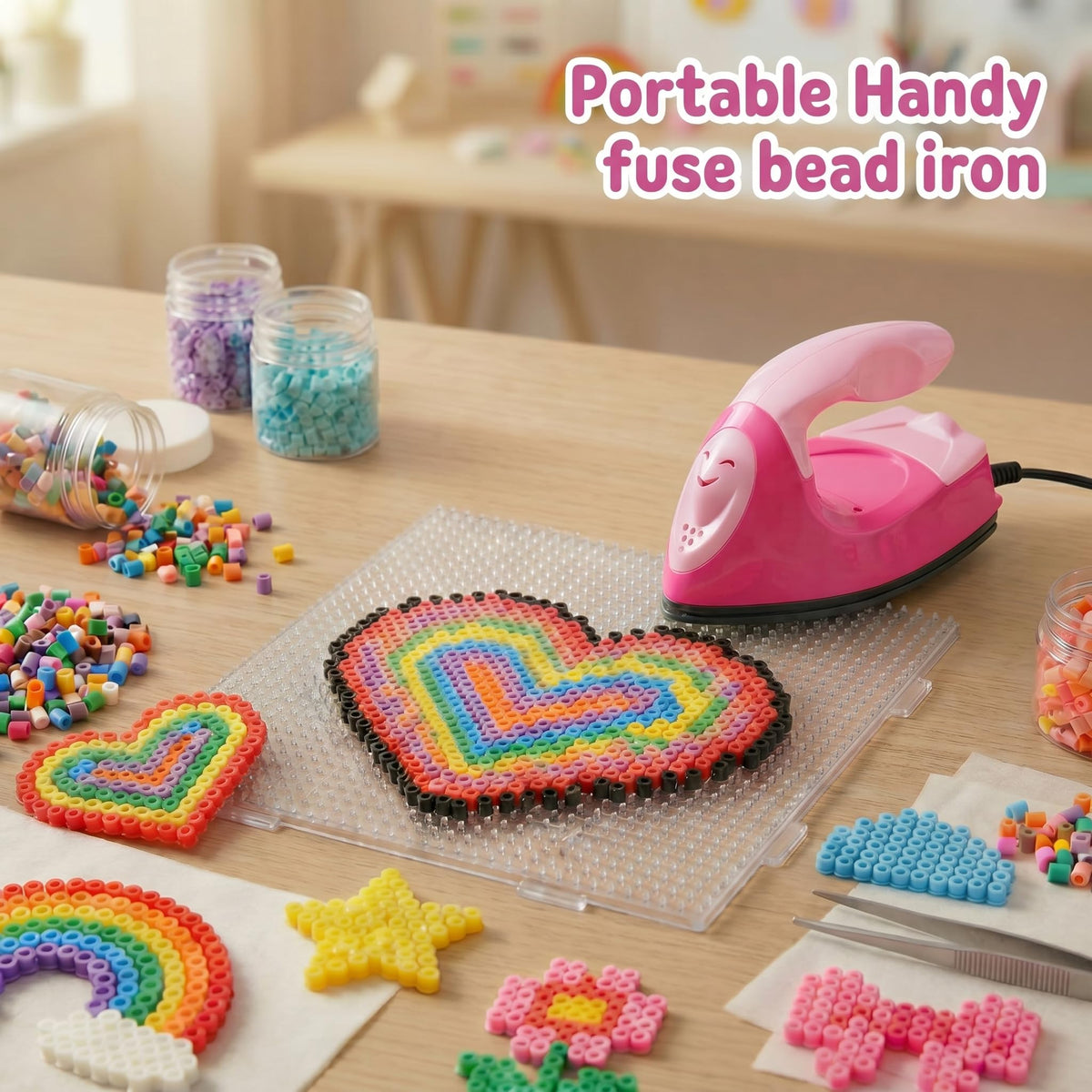 Honoson Mini Iron for Craft Small Iron on Patch Fuse Bead, Mint Green