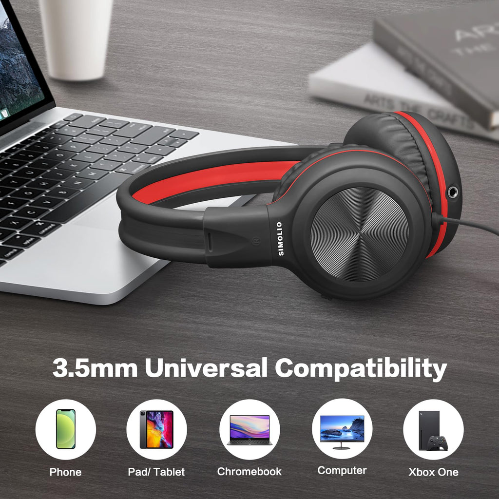 SIMOLIO Manyshare Kids Headphones with Mic, 3.5mm Wired School Headset