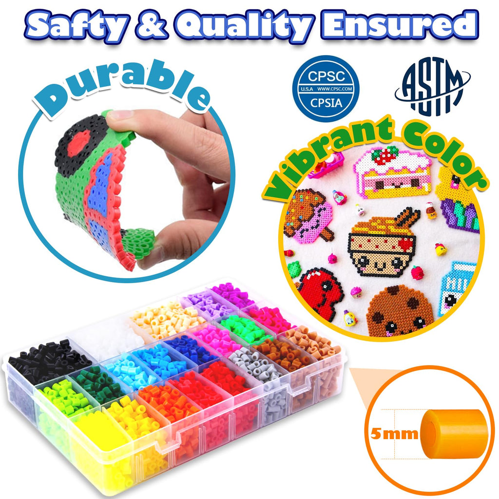 23000 5mm Fuse Beads Kit for Craft Gifts - 22 Colors | 106 Patterns