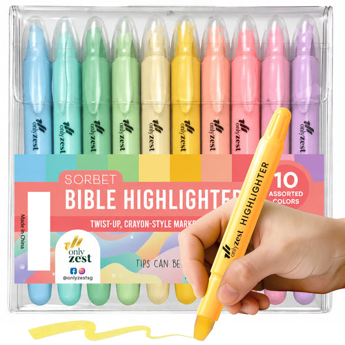 10 Pack Bible Safe Highlighters - Pastel Color, Wax Highlighters