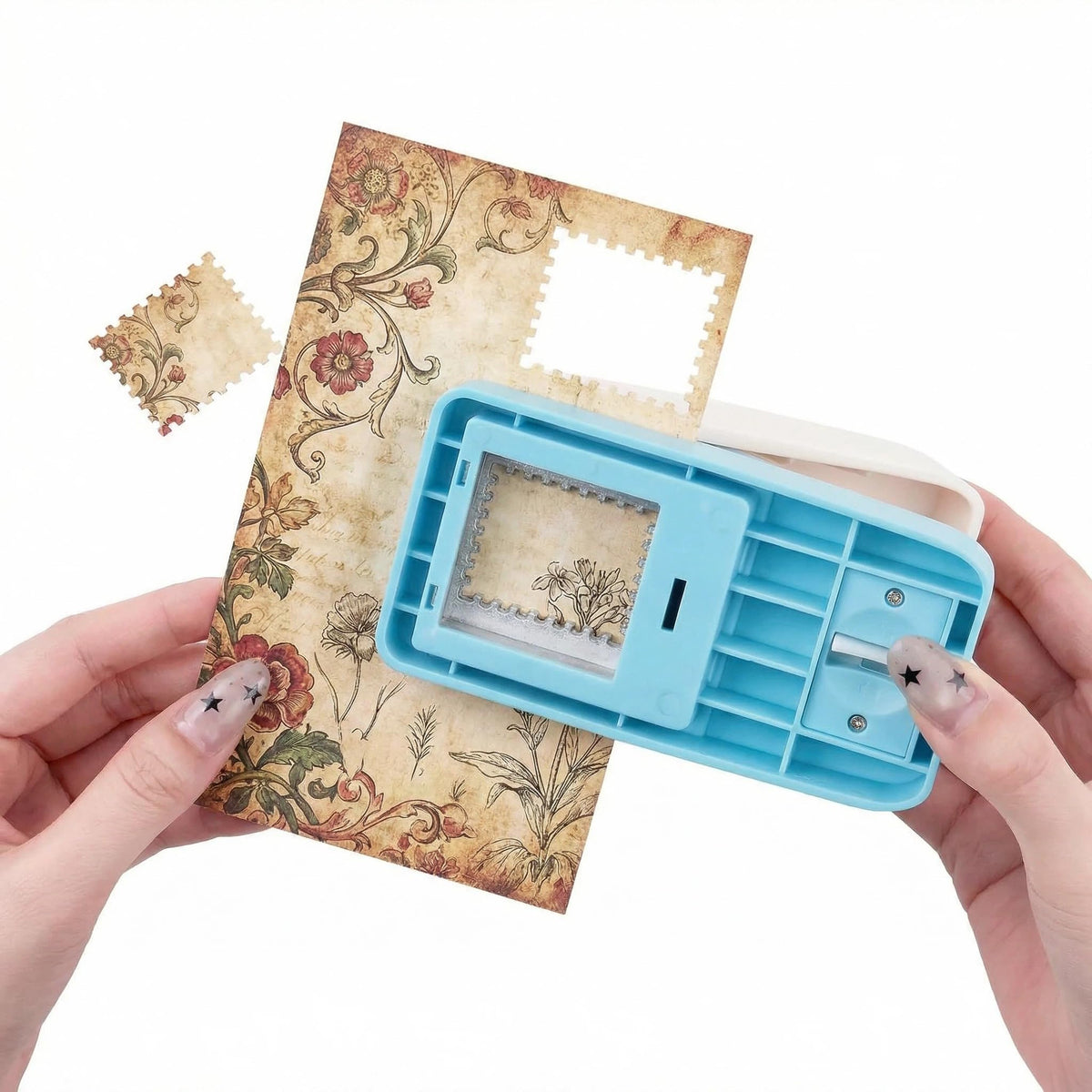 Stamp Punch, 1.5 * 1.5inch Square Stamp Puncher Postage Stamps Punches, Stamps Shaped Paper Punch, Lever Paper Punches for Crafting,Craft Cutter Hole Puncher for Scrapbooking Journaling Card Making