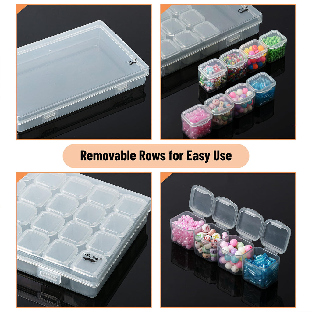 Mr. Pen- Bead Storage Containers, 28 Grids, 2 Pack, Clear White