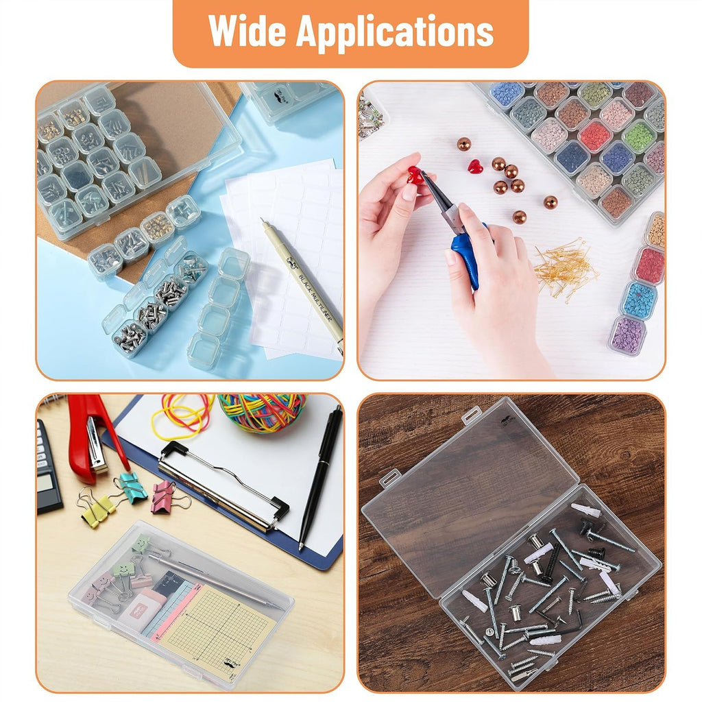 Mr. Pen- Bead Storage Containers, 28 Grids, 2 Pack, Clear White