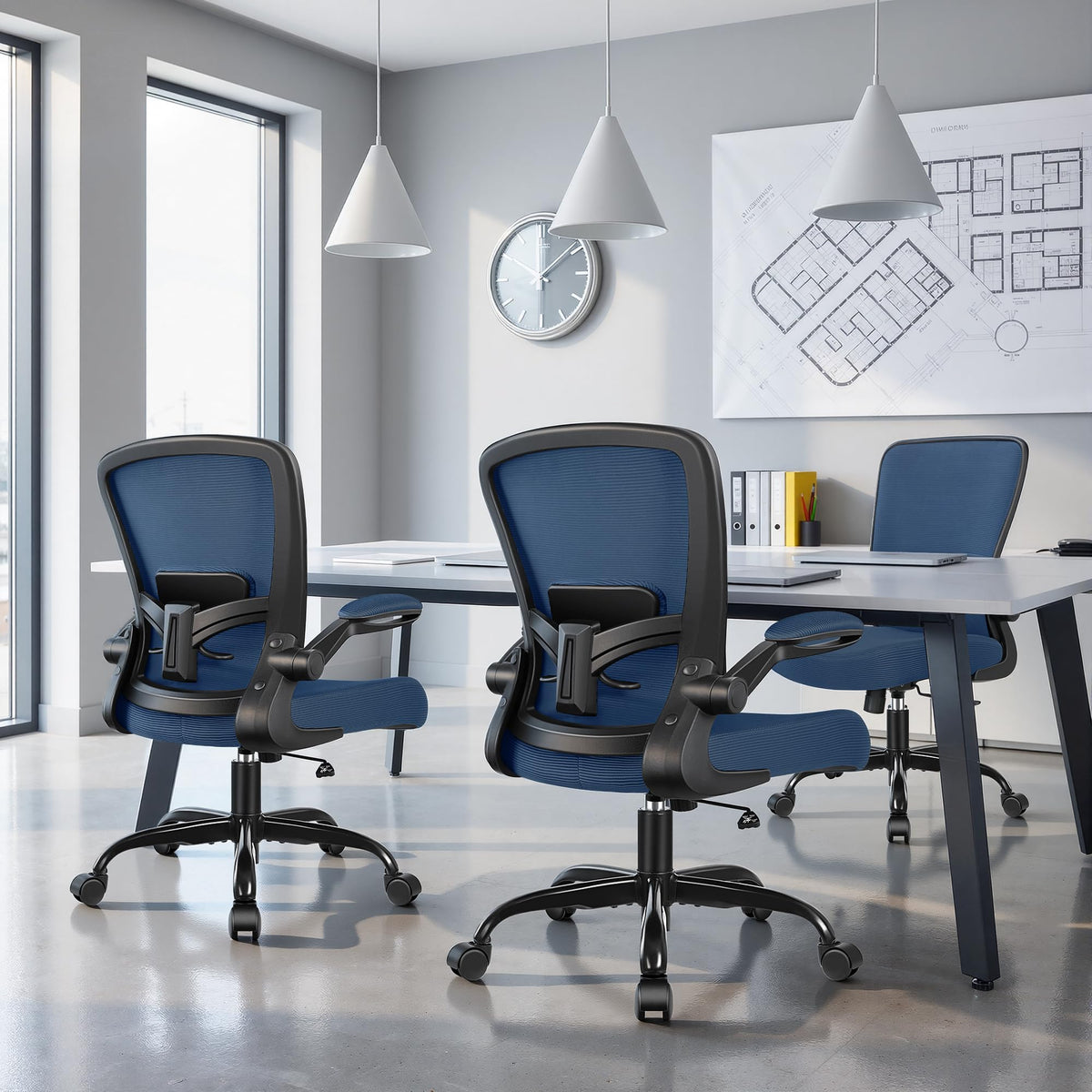 FelixKing Office Chair, Ergonomic Desk Chair Breathable Mesh Chairs Adjustable High Back Lumbar Support Flip-up Armrests, Executive Rolling Swivel Comfy Computer Chairs Home Office Black