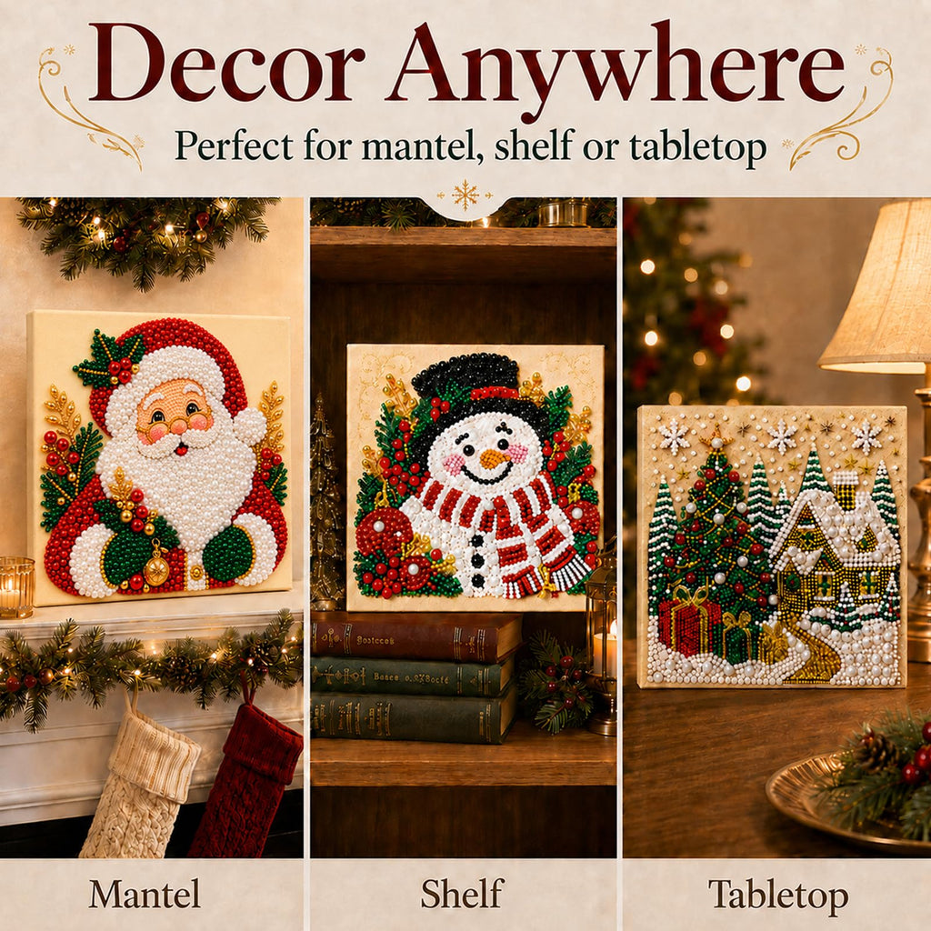 6 PCS DIY Pearl Diamond Art Kits for Adults, Wooden Christmas Ornaments