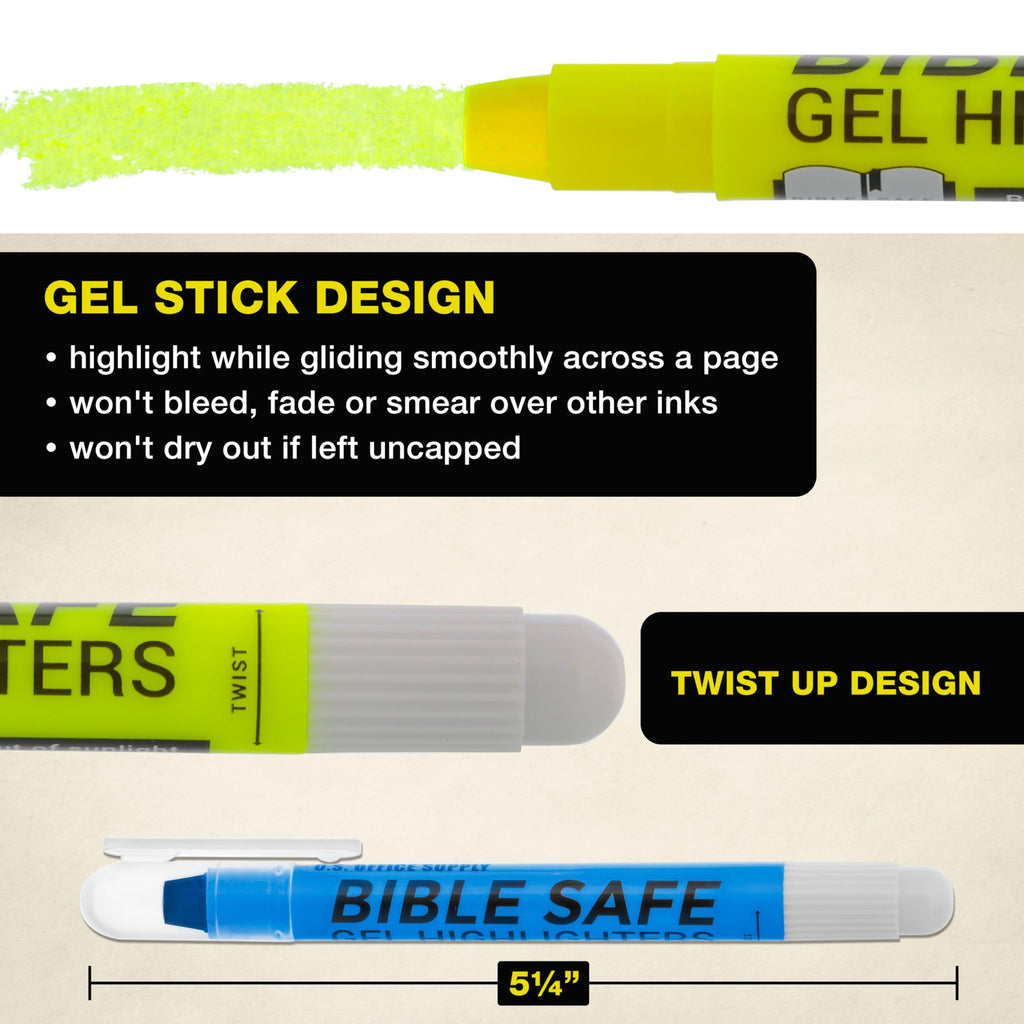 U.S. Office Supply Bible Safe Highlighter, Set of 6 Assorted Colors