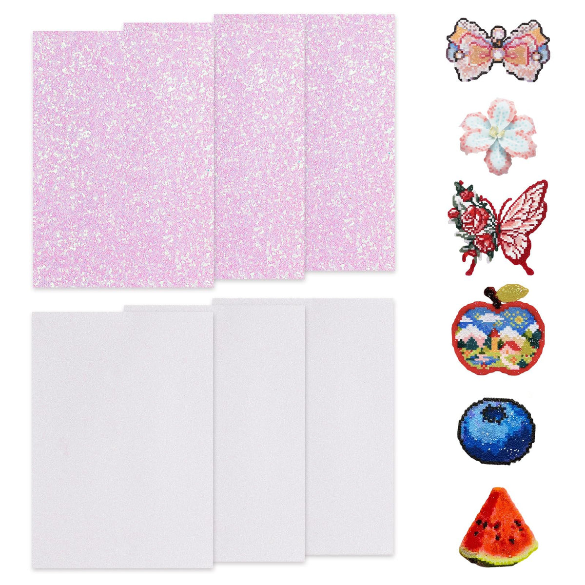 6 Pcs Fuse Beads Glitter Fabric Ironing Paper 7.87"x5.97"