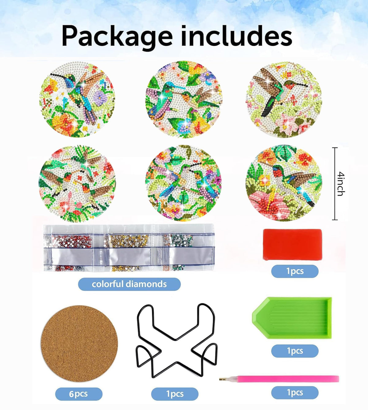 Puraikcmi 8PCs Diamond Paintings Coasters Kits Set, Funny Cat Diamond Art Coasters with Holder, DIY Crafts Diamond Art Kits Adult Craft Diamond Dots Gift