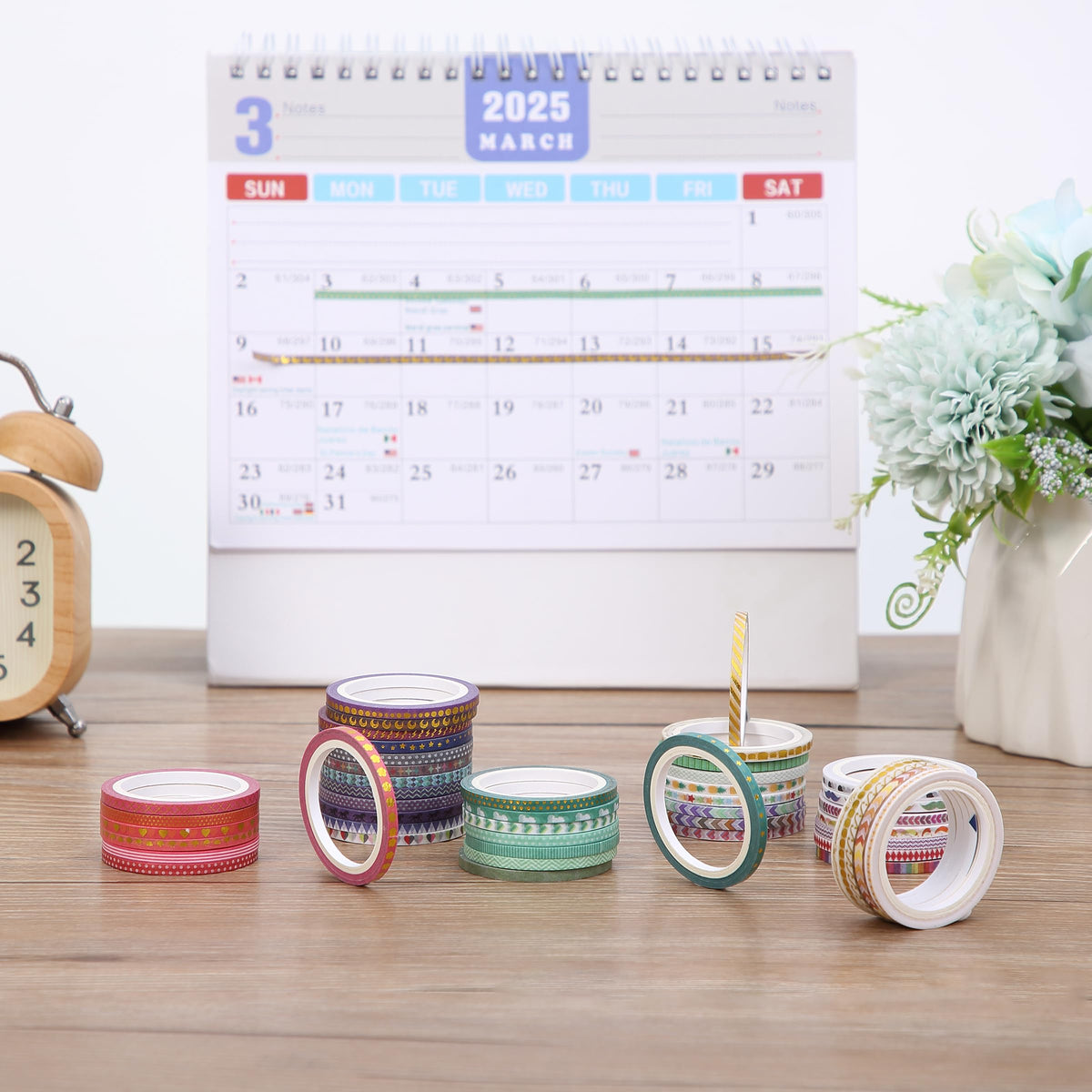 Mr. Pen- Washi Tape Set, 21 Rolls, Assorted Sizes, Floral