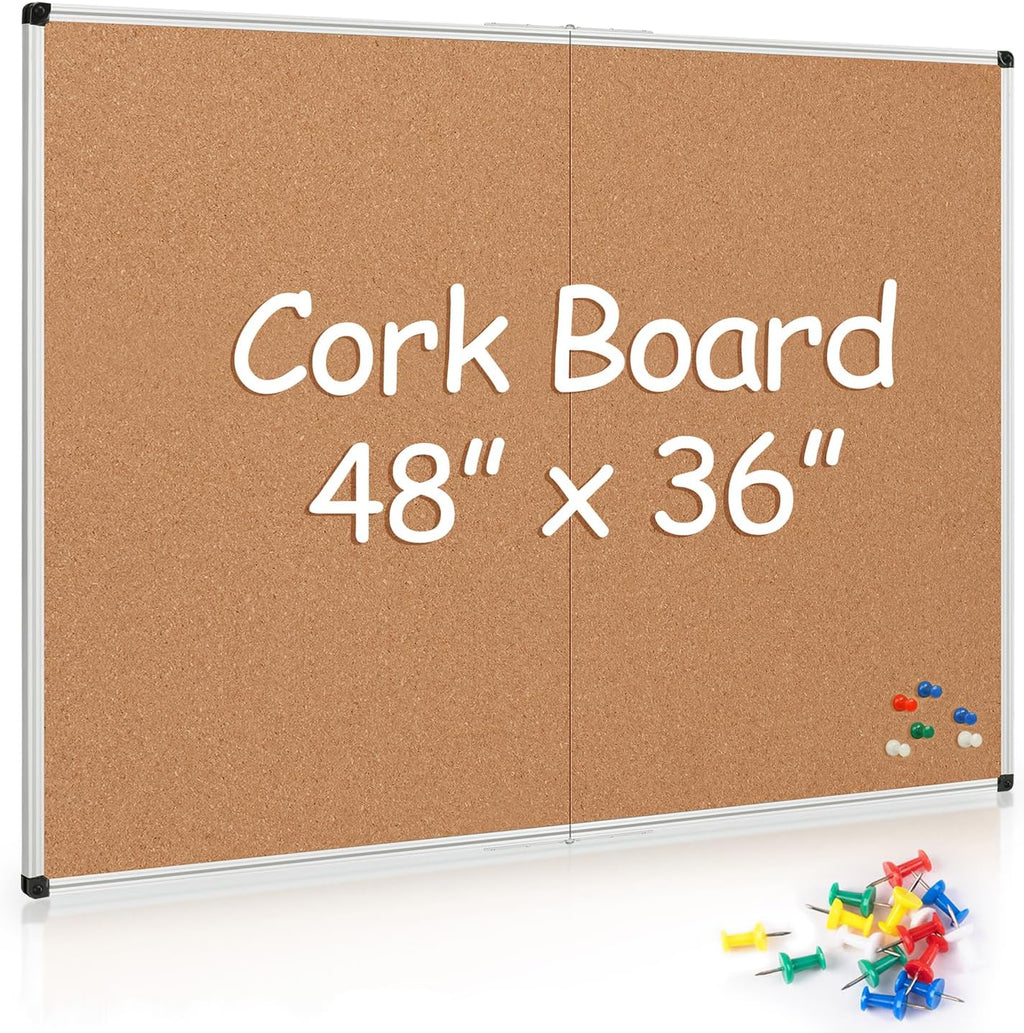 Board2by Foldable Cork Bulletin Board, 48 × 36 Inches (K–12)