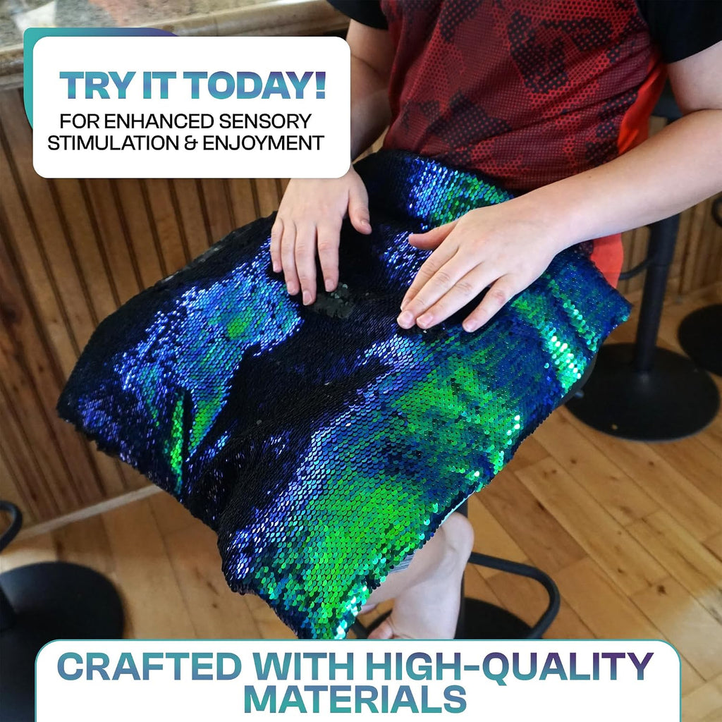 Weighted Lap Pad for Kids, 5 lb Sensory Blanket with Sequin Fabric