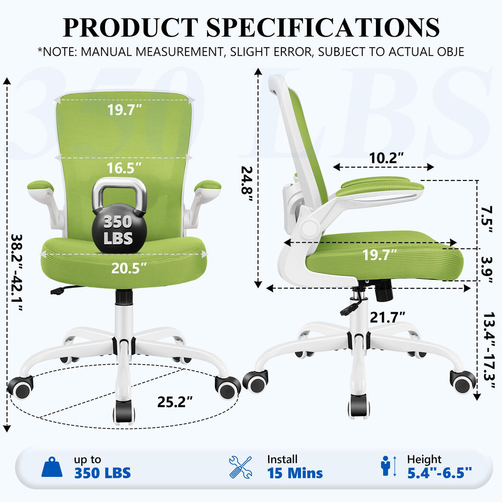 FelixKing Office Chair, Ergonomic Desk Chair Breathable Mesh Chairs Adjustable High Back Lumbar Support Flip-up Armrests, Executive Rolling Swivel Comfy Computer Chairs Home Office Black