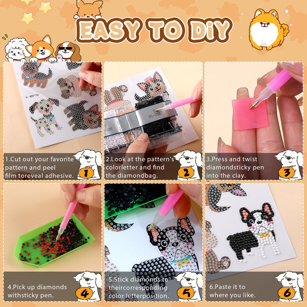 Labeol Diamond Art Kits for Kids Boys and Girls Ages 6-8-10-12 Easy to DIY Creative Diamond Art Sticker Craft by Numbers Kits for Kids and Adult Beginners (Animal)