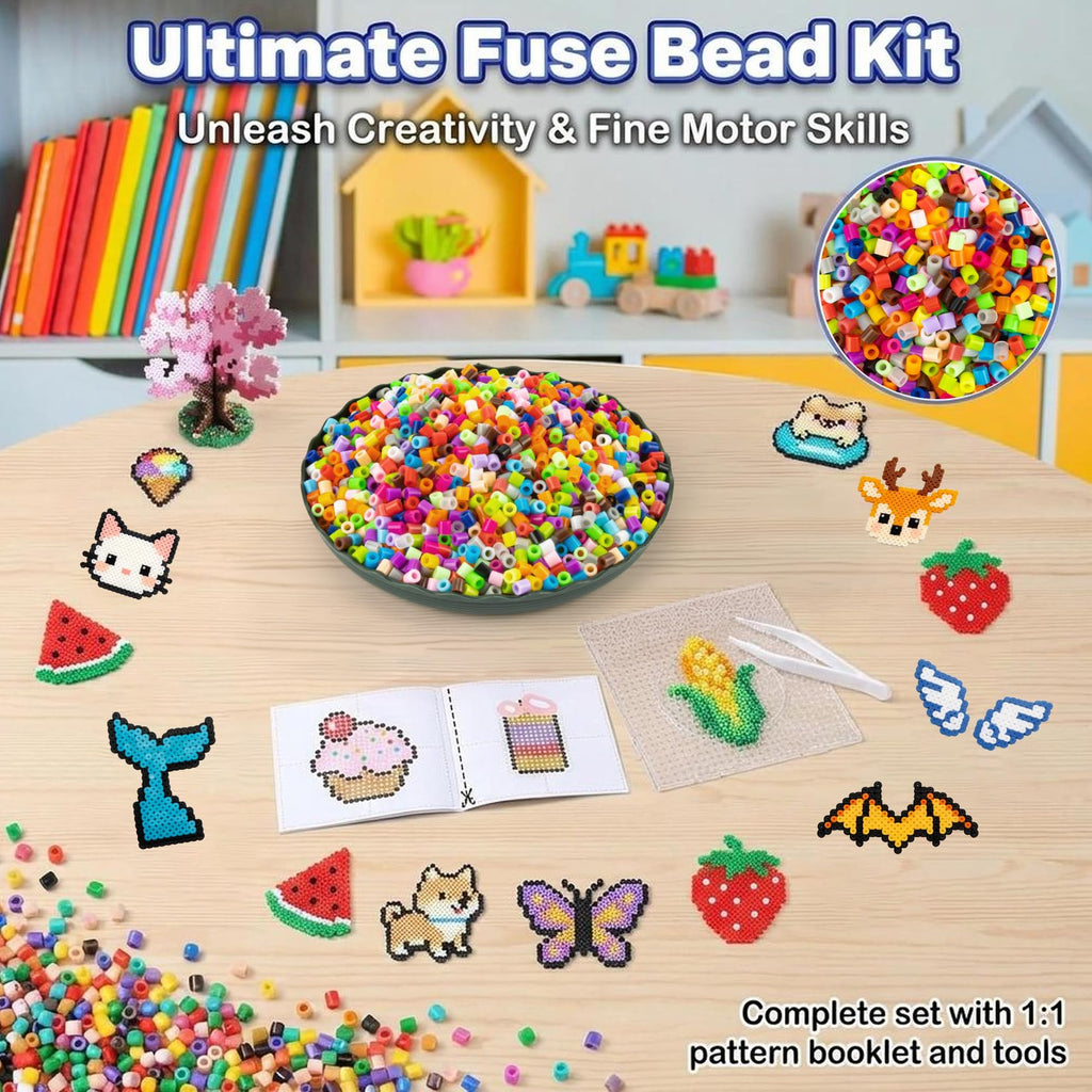 Sukh 5400+Pcs Fuse Beads Bulk - 5mm Melting Beads for Crafts, 24 Colors